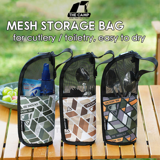 Ise Mount Mesh Storage Bag Tableware Cutlery Toiletry Multipurpose Beg with Inner Partition Spoon Fork Knife Quick Dry