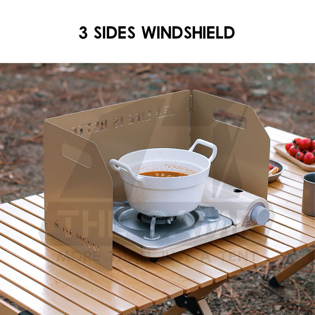 Foldable Outdoor Windshield 3 4 Fold Top Stove Windscreen Wind Sheild Portable Camping Cooking Cookware Pot Grill Pan
