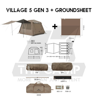 Naturehike Village 5 / 6 Flagship Automatic Tent With Flysheet Outdoor Camping Ultimate CNK2300ZP021 CNK2300ZP022