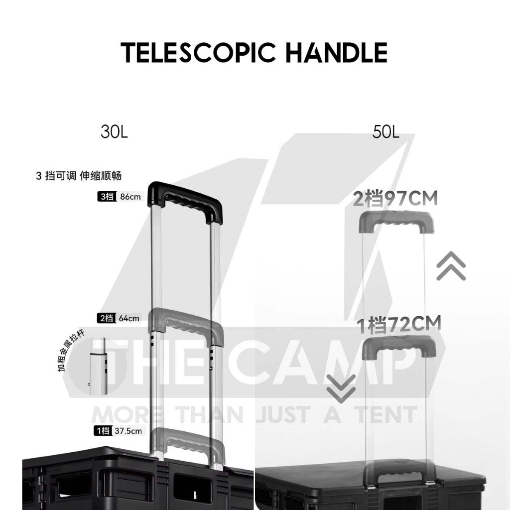 Blackdog 30L / 50L Wheel Storage Box Telescopic Handle Foldable Shopping Cart Camping Wagon Trolley Compact CBD2550XB016