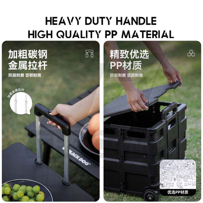 Blackdog 30L / 50L Wheel Storage Box Telescopic Handle Foldable Shopping Cart Camping Wagon Trolley Compact CBD2550XB016