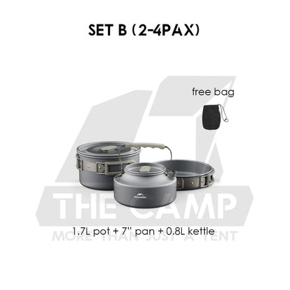 Naturehike Aluminium Cookware Set Cooking Set Pot Set Kettle Pan Pot Camping Outdoor Picnic CNK2450CF010