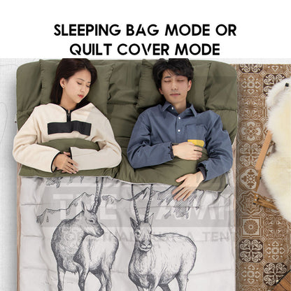 Naturehike Double Sleeping Bag With Pillow 2 Person Outdoor Camping Cotton Travel Portable Envelope NH21MSD06
