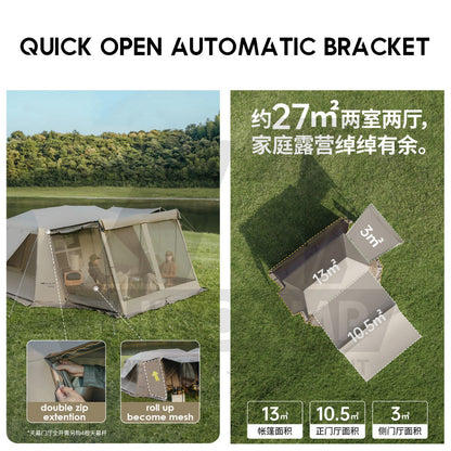 Naturehike Village 13 Auto Tent Automatic Ultimate Flagship Ti Black Silver Version Large Outdoor Flysheet CNH22ZP004