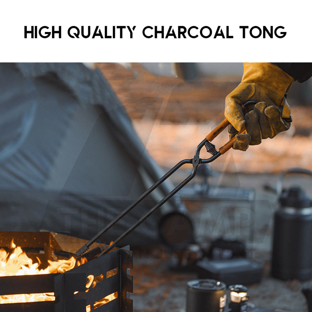 Shinetrip Charcoal Tong Clip Clamp Holder with Leather Pouch Spring Anti Fatique BBQ Firewood Ash Metal Tongs