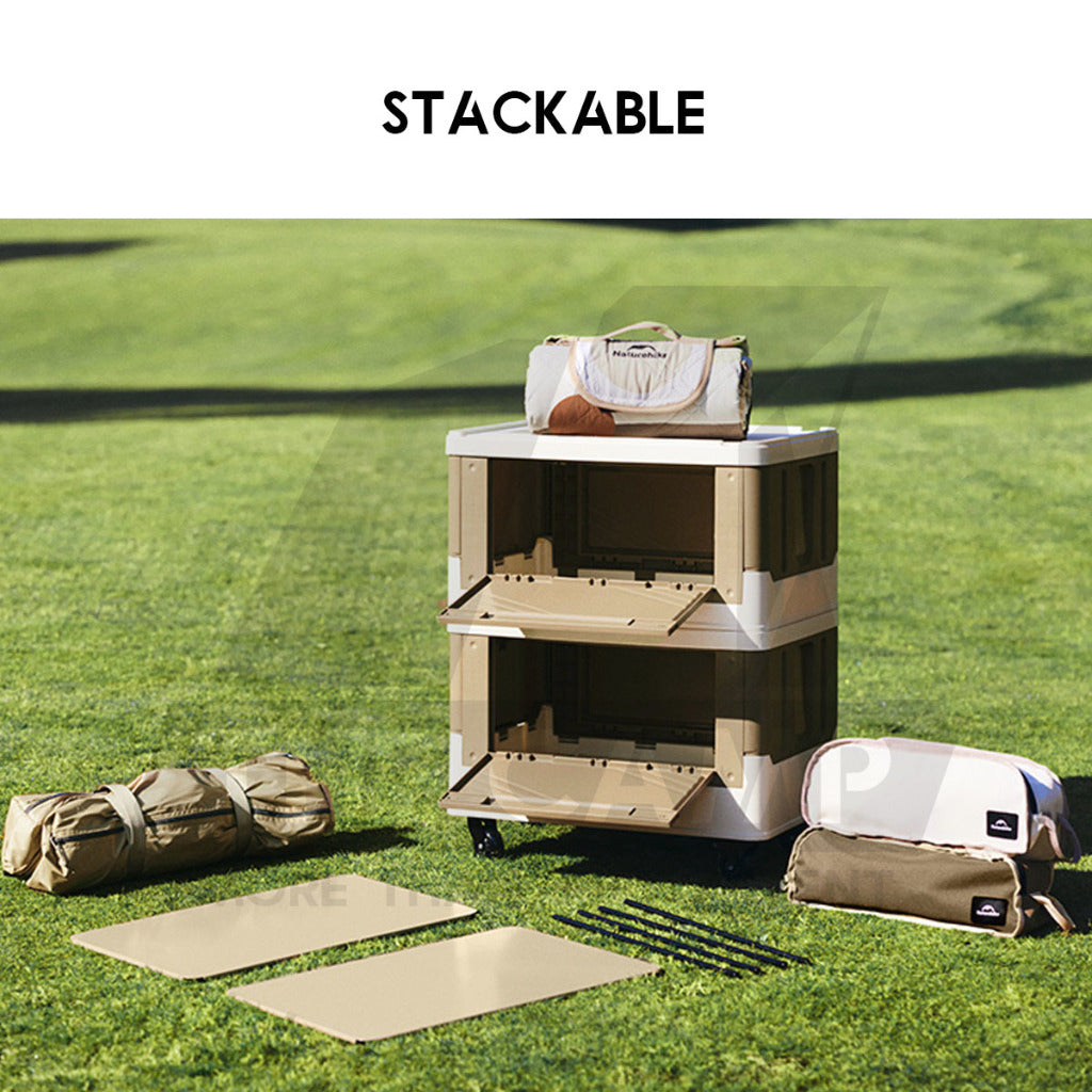 Naturehike 42L Storage Box with Telescopic Pull Handle Table Top Wheel Stackable Outdoor Camping Khaki CNK2450XB012
