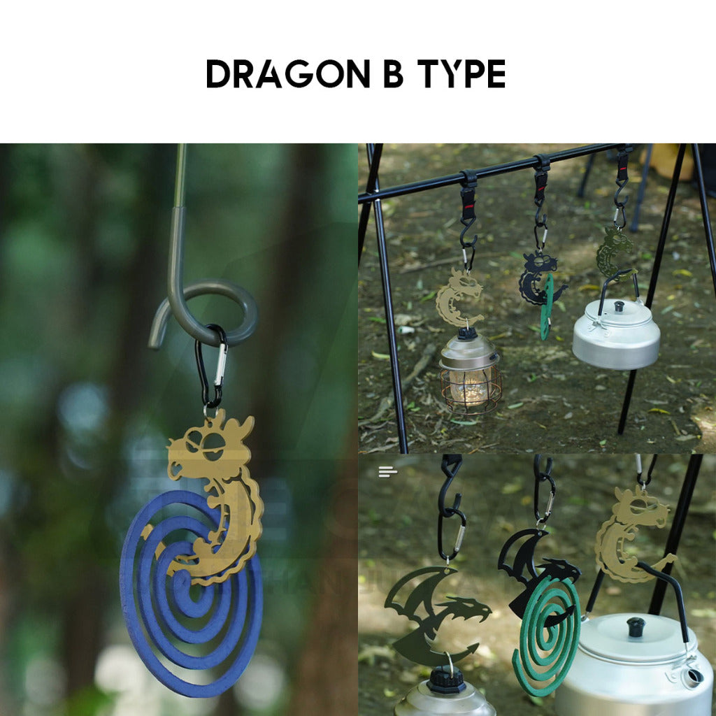 Outdoor Camping Hexagon Mosquito Coil Rack Holder with Hanging Hook Ring Standing Repellent Incense Tent Khaki Black