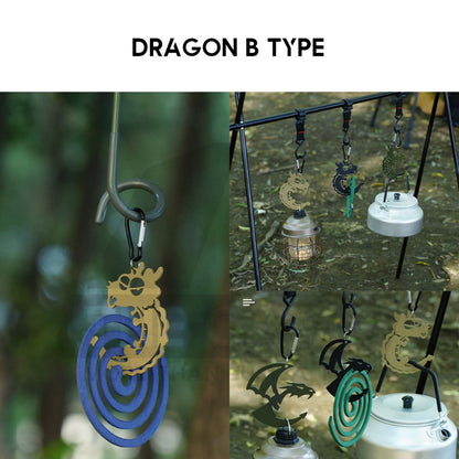 Outdoor Camping Hexagon Mosquito Coil Rack Holder with Hanging Hook Ring Standing Repellent Incense Tent Khaki Black