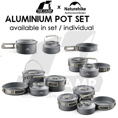 Naturehike Aluminium Cookware Set Cooking Set Pot Set Kettle Pan Pot Camping Outdoor Picnic CNK2450CF010