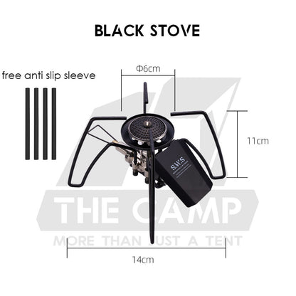 Wellhike SWS Spider Stove with Accessories Black Titanium Windshield Valve Turning Knob Regular Assist Bag Plate Rack