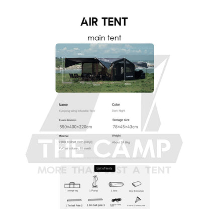 Blackdog Air Tent 500 x 400cm Large Inflatable PVC Air Pillar Outdoor Camping Black KunPeng Khemah Angin CBD2550WS012