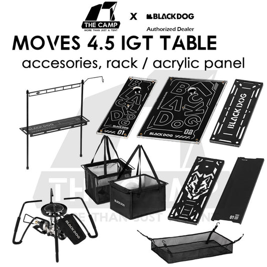 Blackdog Moves 4.5 IGT Table Accessories Acrylic Panel Rack Stove BBQ Stove Connector Corner Water Dispenser Mesh Bag