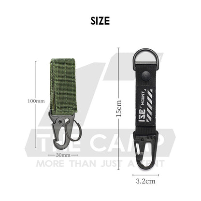 Tactical Keychain Nylon Canvas Men Belt Velcro Outdoor Camping Carabiner Key Hook Black Khaki Army Green