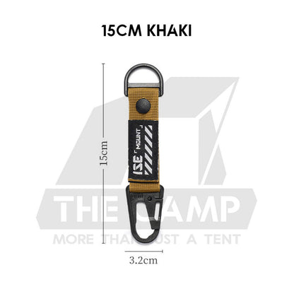 Tactical Keychain Nylon Canvas Men Belt Velcro Outdoor Camping Carabiner Key Hook Black Khaki Army Green