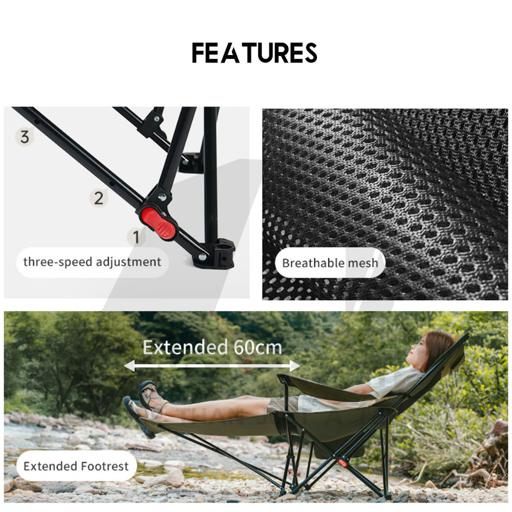 Naturehike T05 Reclining Chair with Mesh Head Rest Foot Rest Recliner Outdoor Camping Kerusi Healing CNK2550JJ023