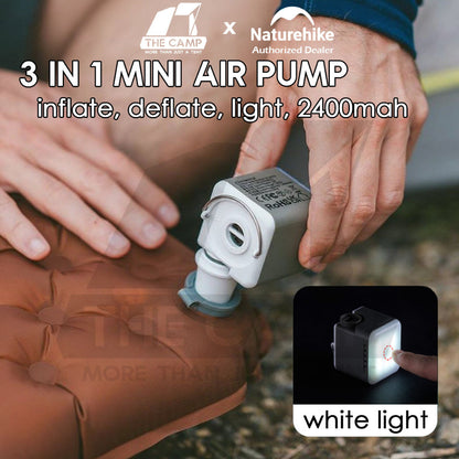 Naturehike 3 in 1 Mini Air Pump with Light Inflate Deflate Outdoor Camping Inflatable Bed Pillow Lamp CNK2550ZM012