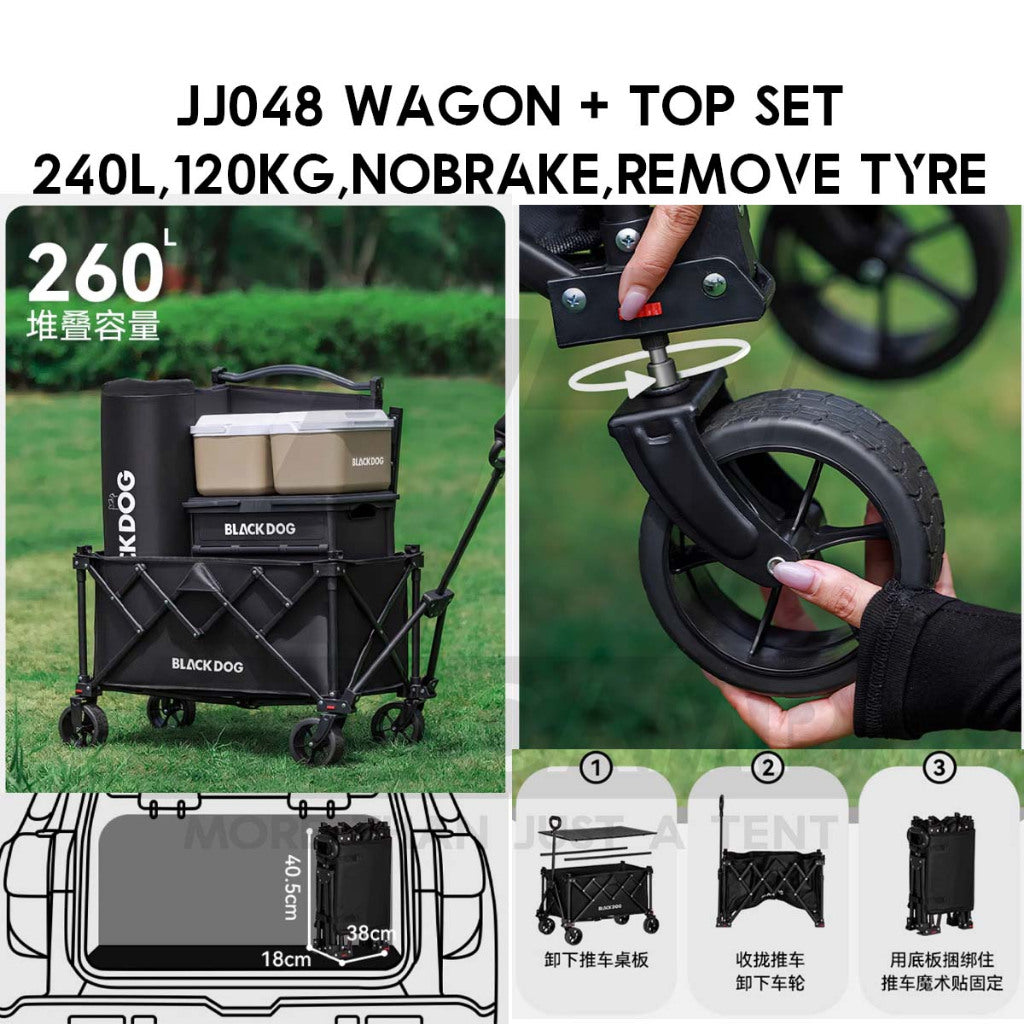 Blackdog Camping Wagon Cart Thickwheel Citywalk 150L 200L 320L 380L 450L Trolley Table Top BD-TC002 CBD2450JJ014