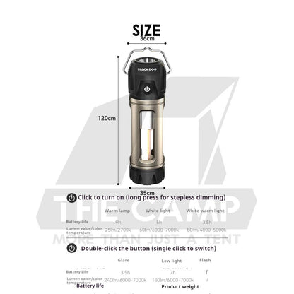 Blackdog ZM035 Camping Light with Torch Flashlight Atmosphere Magnetic Tactical Lamp Hanging Tripod Lampu CBD2550ZM035