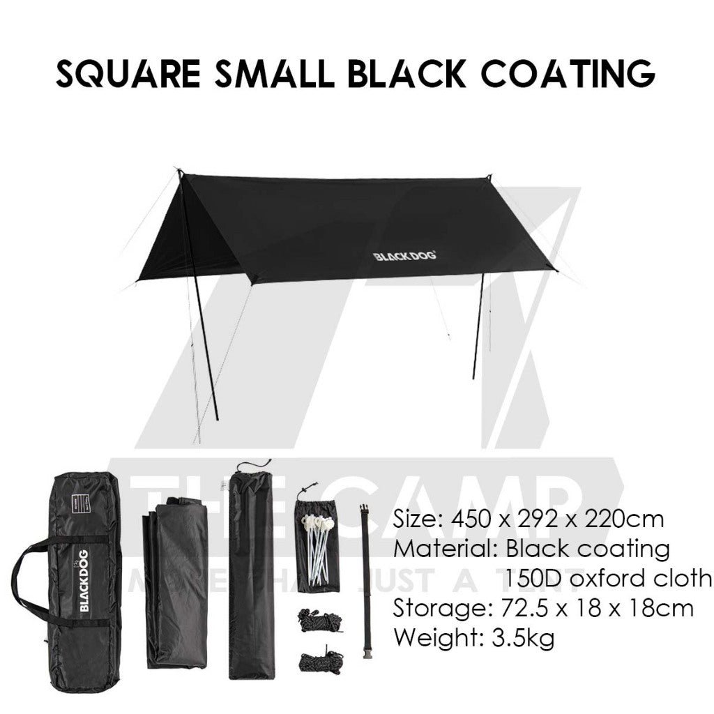 Blackdog Hexagon / Square Flysheet Tarp Large Outdoor Camping Black Square Awning Pole Tent Light