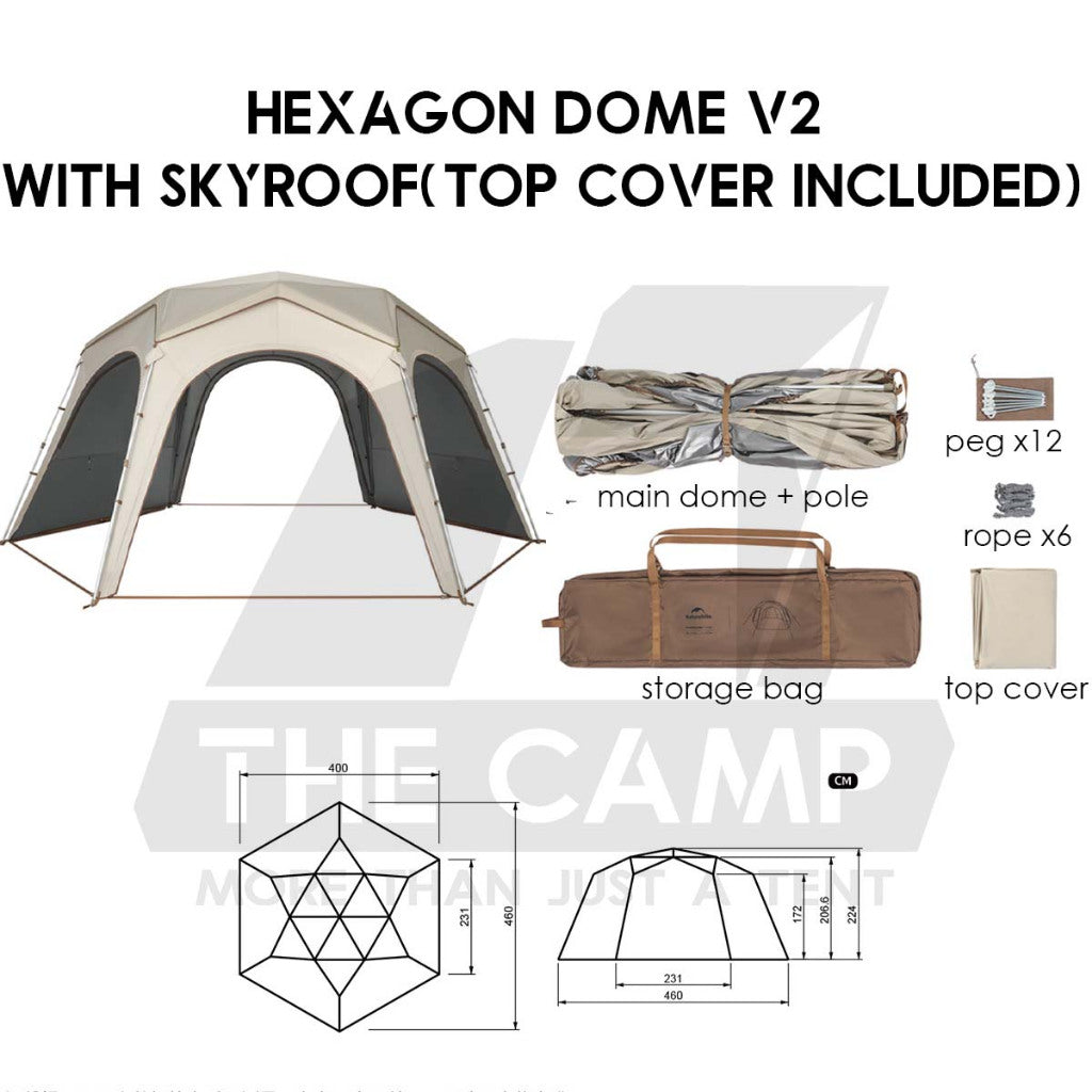 Naturehike Hexagon Auto Dome Shelter V1 V2 Cloud Boundary Quick Opening Canopy Flysheet Door Mesh TPU Cloth CNK230WS014