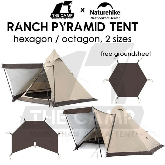 Naturehike Ranch Pyramid Teepee Tent Hexagon Octagon Outdoor Camping Free Groundsheet PU3000 Khemah NH20ZP013 NH20ZP014