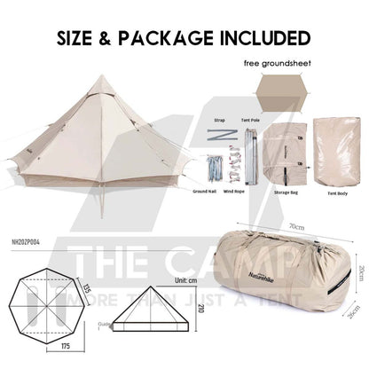 Naturehike Brighten 6.4 Cotton Pyramid Tent Teepee Outdoor Camping Khemah NH20ZP004