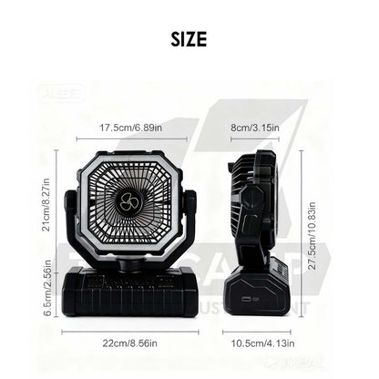 X11 Camping Fan 20000mah with Remote Control Portable Camping Rotate Oscillating Kipas with LED Light Hanging Desktop