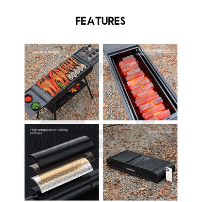 Blackdog Portable Camping BBQ Grill Rack Stand Outdoor Folding Charcoal Stove Firepower Adjustable Height CBD2550CF017