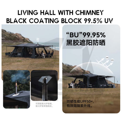 Blackdog SpaceX Auto Tent Starship Automatic Quick Open Extra Large 700x320cm Village Khemah Besar Hitam CBD2450WS051