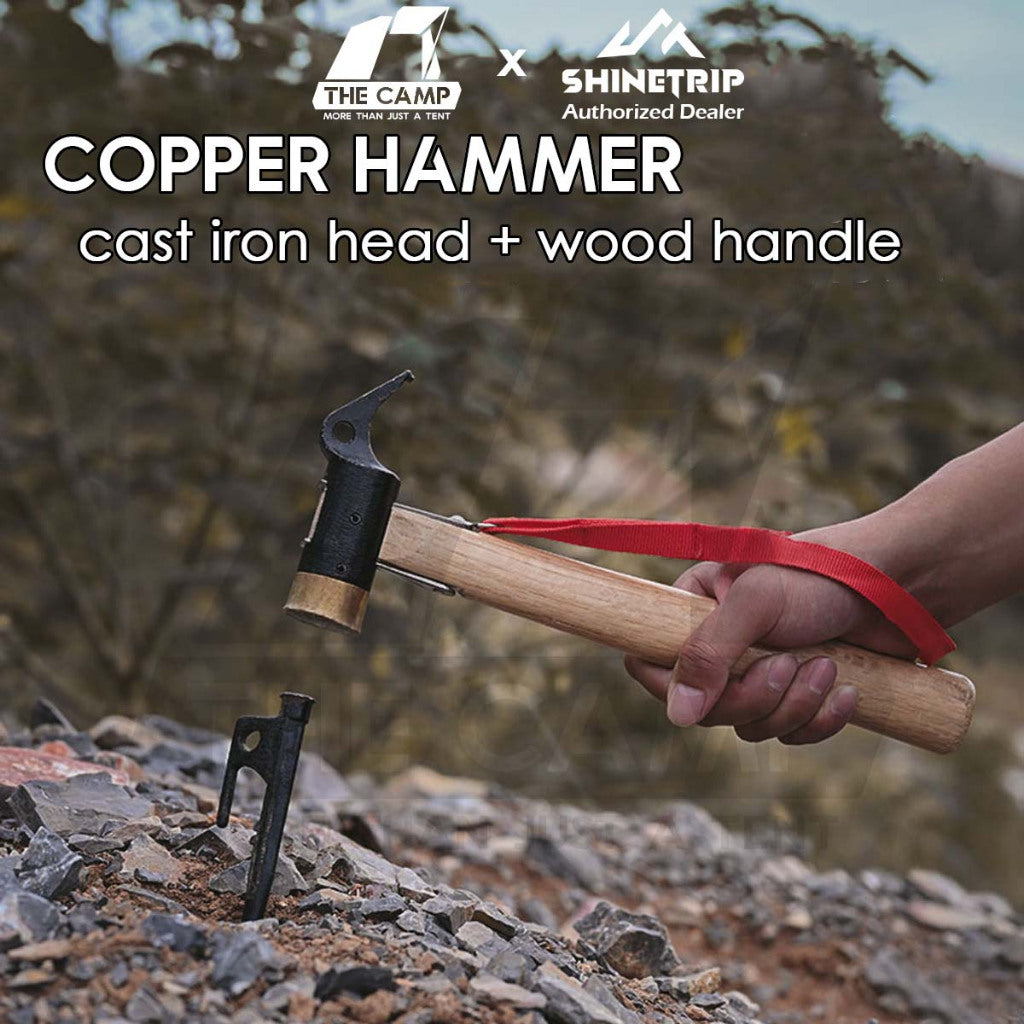 Shinetrip Copper Head Hammer Anti Slip Strap Oak Wood Handle Reduce Vibration Case Iron Steel Head
