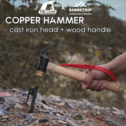 Shinetrip Copper Head Hammer Anti Slip Strap Oak Wood Handle Reduce Vibration Case Iron Steel Head