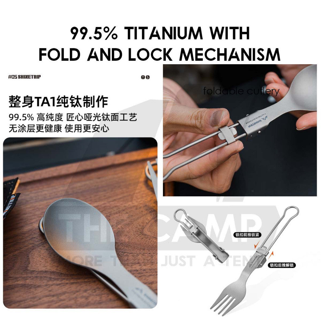 Shinetrip Titanium Cutlery Set Complete with Premium Storage Bag Fork Spoon Knife Chopstick A589