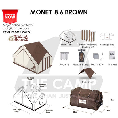 CC Monet 8.6 Inflatable Air Tent Retro Vintage Style Whimsical Outdoor Camping Pump Khemah Angin