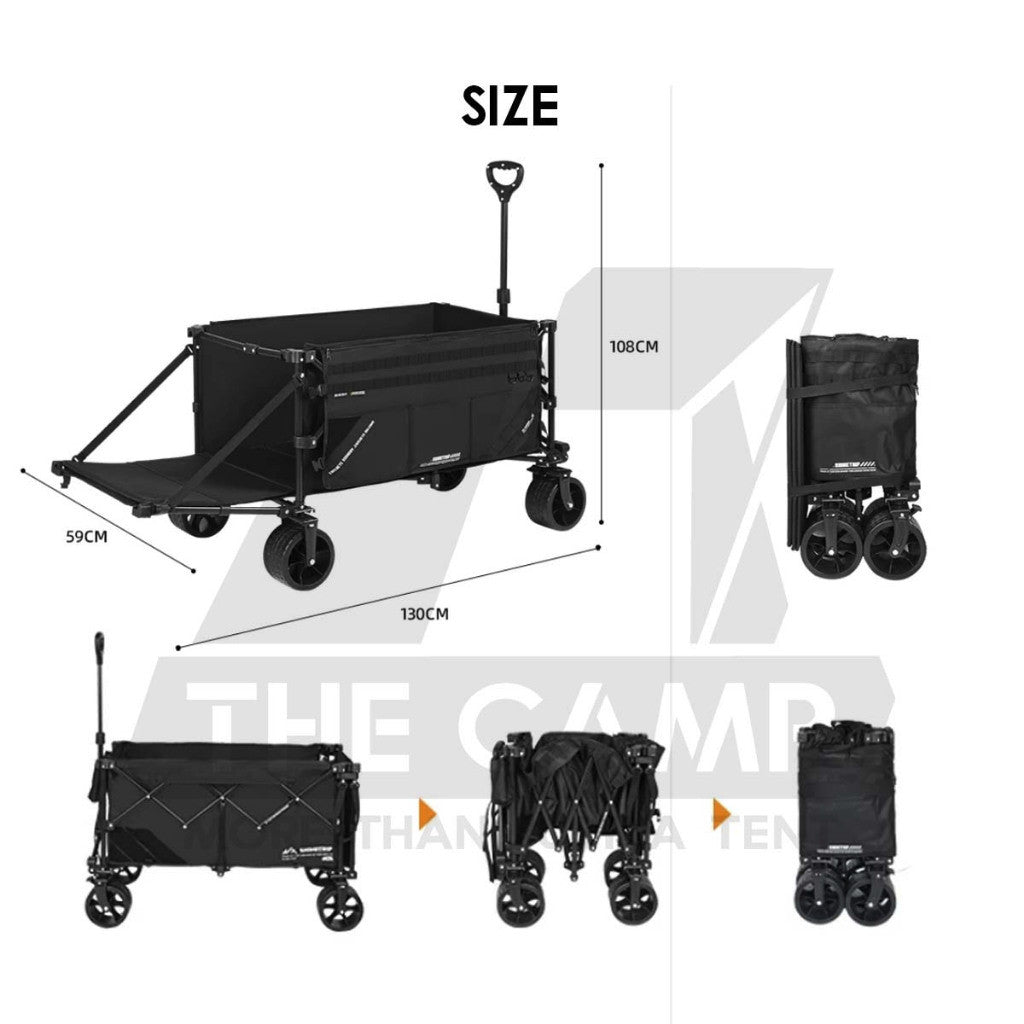 Shinetrip Wagon All Terrain Trolley Cart Expandable Thickwheel with Brake Side Pocket Detachable Wheel A605