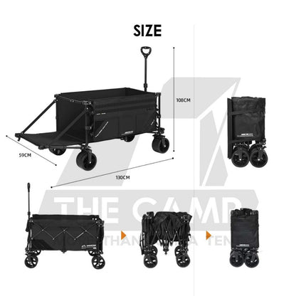 Shinetrip Wagon All Terrain Trolley Cart Expandable Thickwheel with Brake Side Pocket Detachable Wheel A605