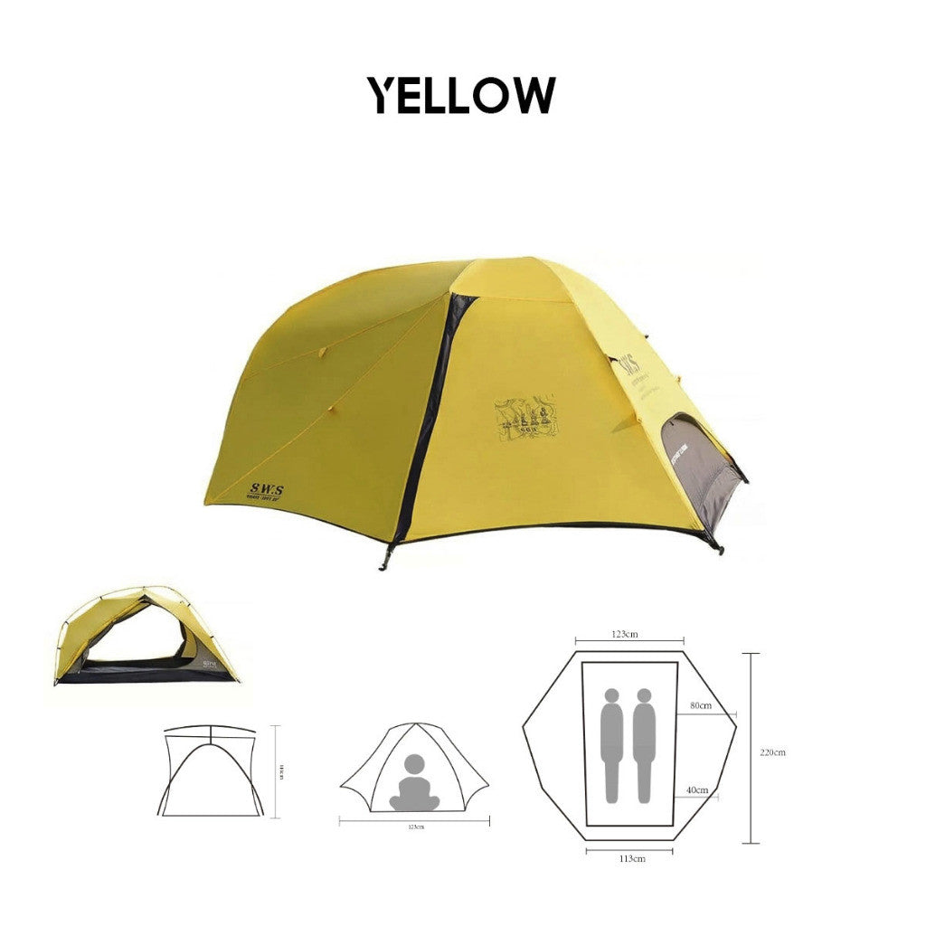 Wellhike SWS Mountain Ridge 2 Pax Tent Person Hiking Lightweight Double Layer with Mesh Outdoor Camping Solo Khemah