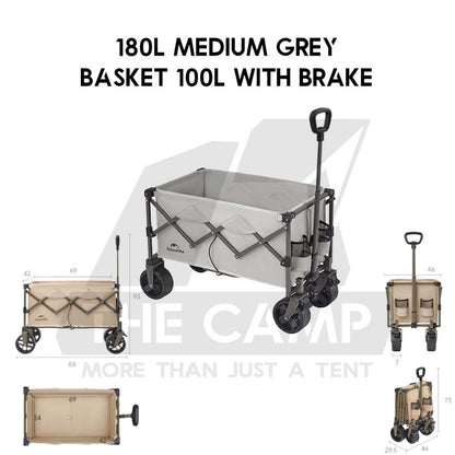 Naturehike QingYing Compact Wagon Trolley Cart with Brake 250L 110L Foldable Detachable Wheel CNK2350JJ012