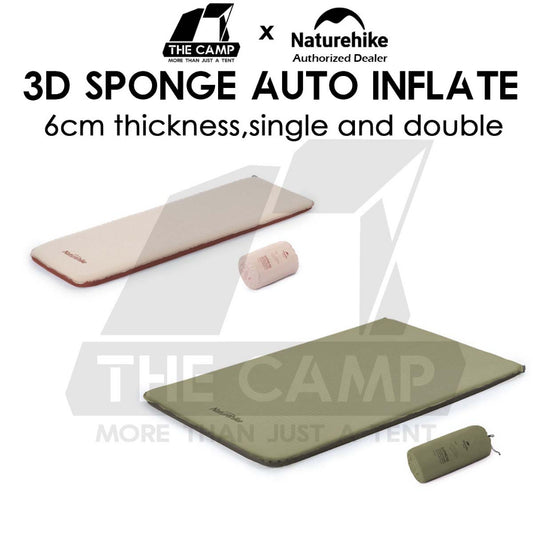 Naturehike 3D Sponge Bed Mattress Auto Inflate 6cm Self Inflatable Single Double Outdoor Camping Foldable NH21FCD11