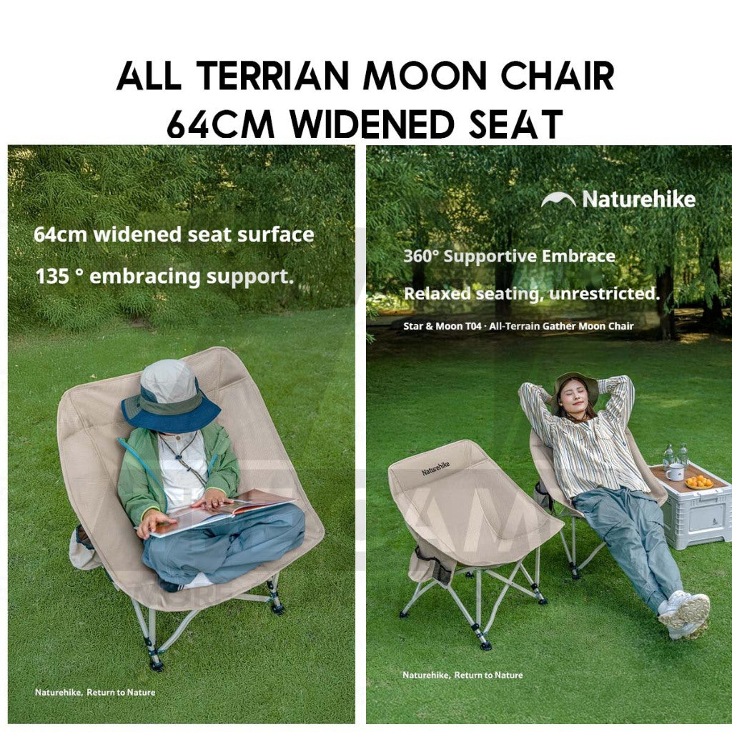Naturehike T04 Camping Moon Chair Widen Seat Foldable Folding Quick Open Outdoor All Terrian Kerusi Healing CNK2550JJ022