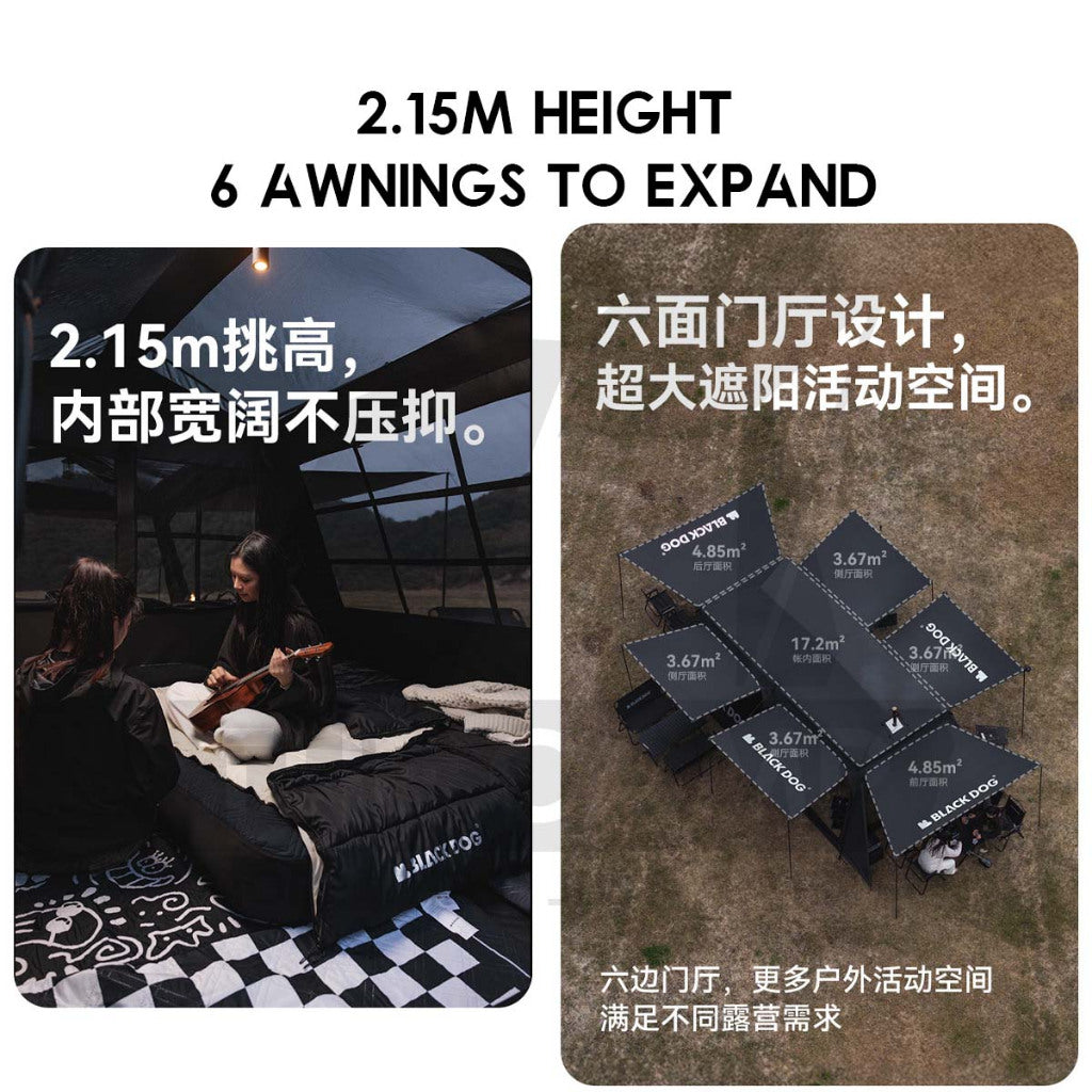 Blackdog SpaceX Auto Tent Starship Automatic Quick Open Extra Large 700x320cm Village Khemah Besar Hitam CBD2450WS051