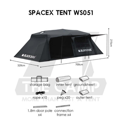 Blackdog SpaceX Auto Tent Starship Automatic Quick Open Extra Large 700x320cm Village Khemah Besar Hitam CBD2450WS051
