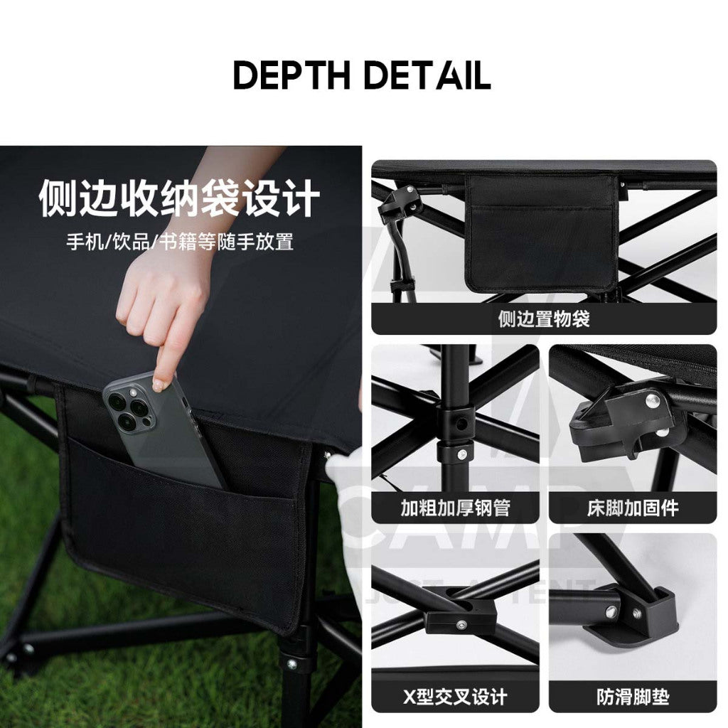 Blackdog Folding Cot Bed Quick Fold 70cm Width Foldable Sleeping Mat Outdoor Camping Mattress Katil Tilam CBD2550WS059