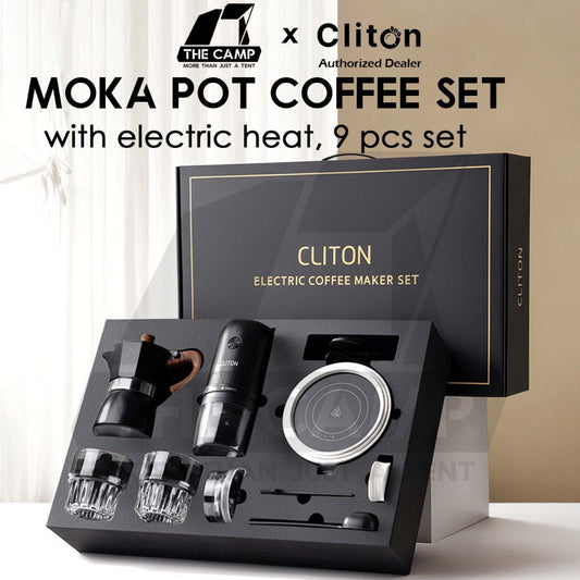 Cliton Moka Coffee Set with Electric Stove Heater Cup Filter Gift Box Italian Espresso Mocha Pot CL-CFS11