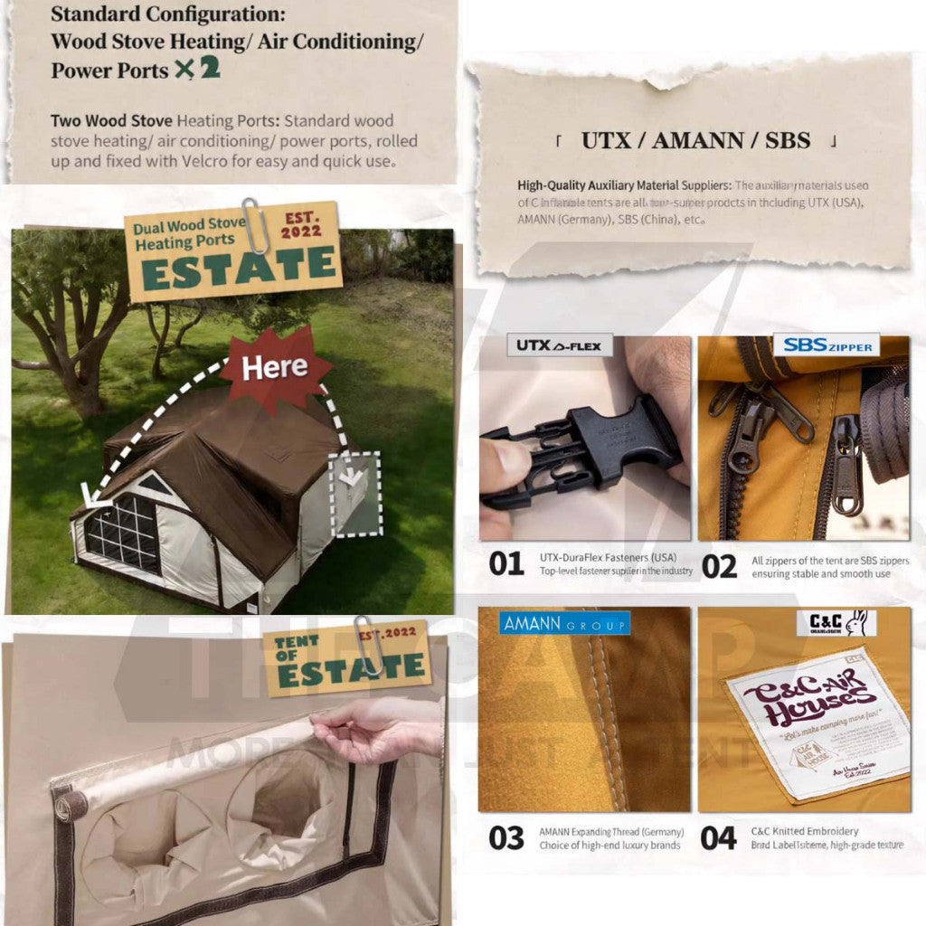 CC Estate 14.6 Inflatable Air Tent Inflatable Air Tent Retro Vintage Style Whimsical Outdoor Camping Pump Khemah Angin