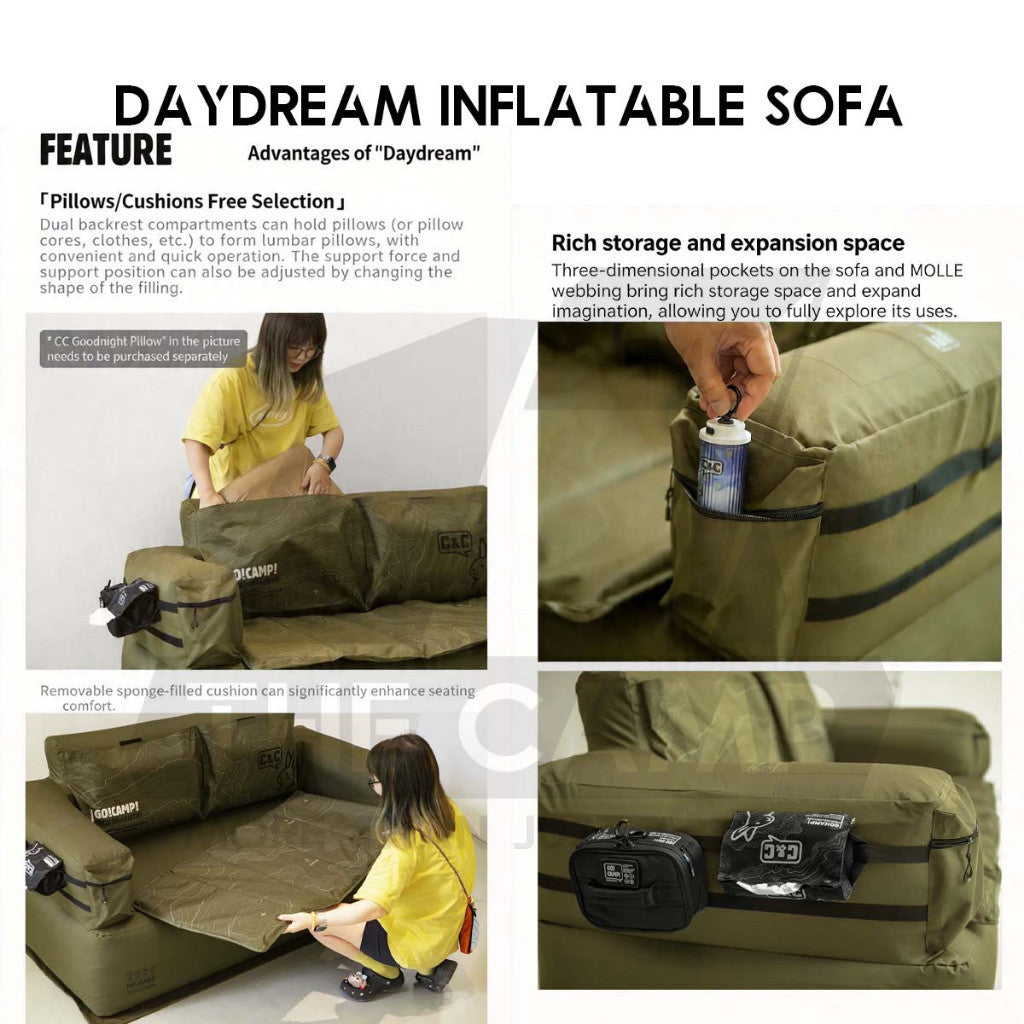 CC Inflatable Air Sofa Single /  Double Day Dream Outdoor Camping Optional Groundsheet Mat Leisure Inflation Lazy Bed