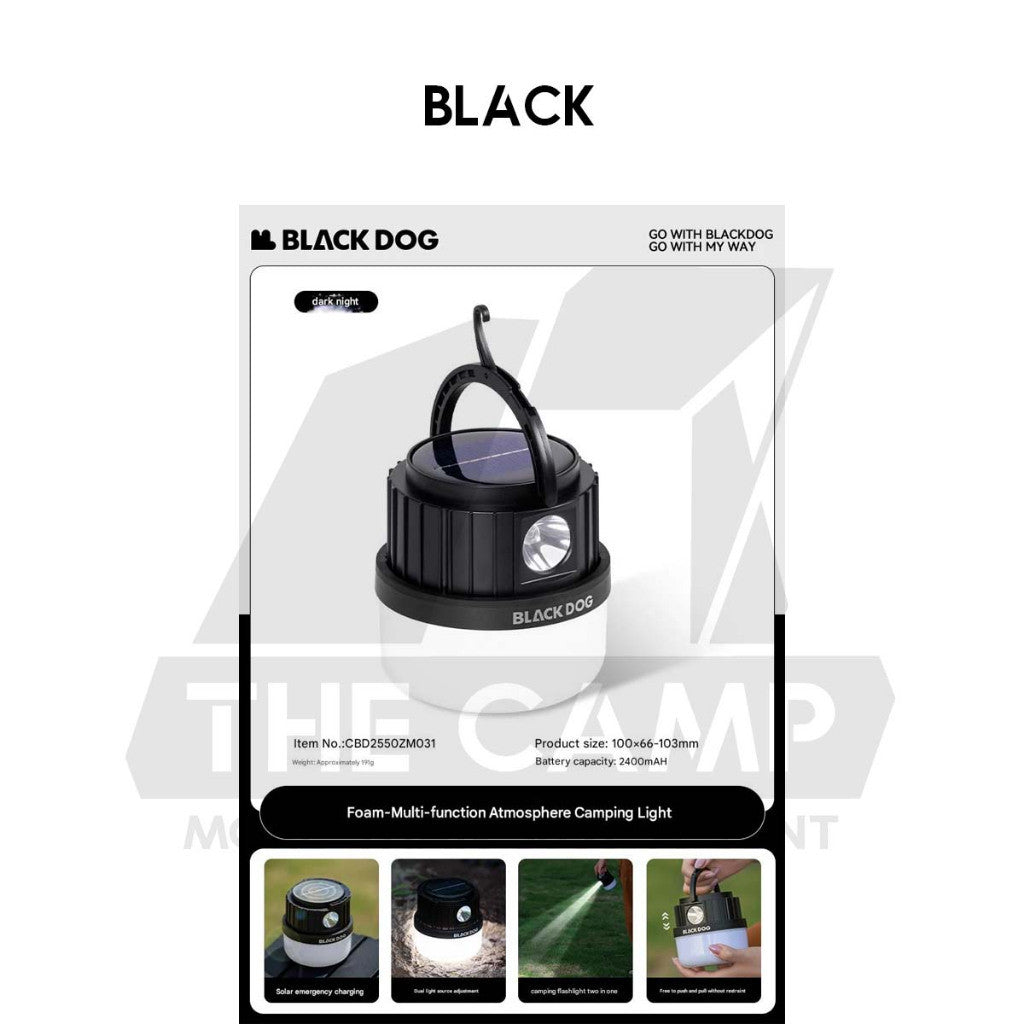 Blackdog Camping Light with Solar Charging Spot Light Flash Lamp Outdoor Camping Lantern Lampu CBD2550ZM031