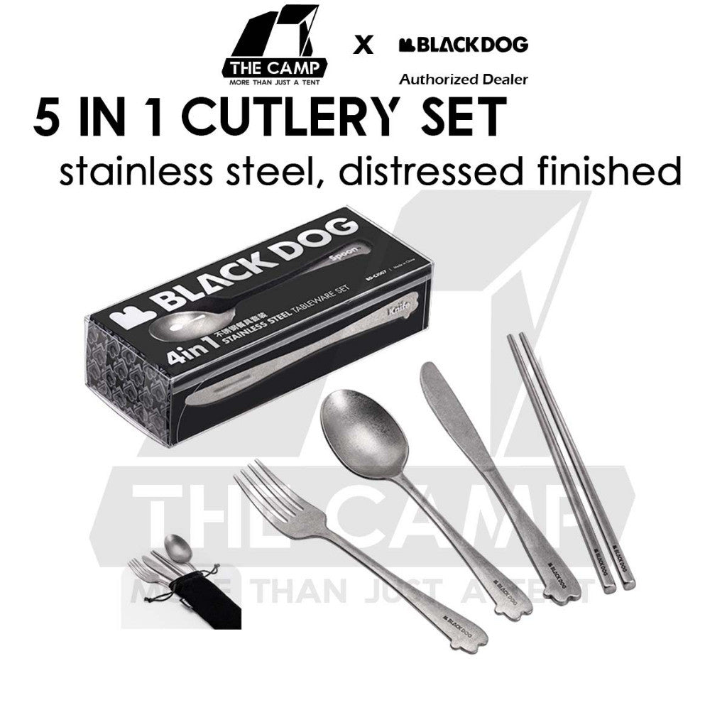 Blackdog 5 in 1 Cutlery Set Retro Vintage Style Stainless Steel 304 Outdoor Travel Camping Dining Picnic BD-CJ007