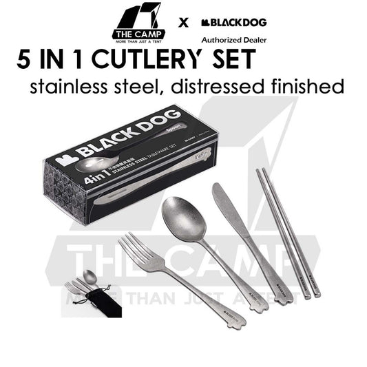 Blackdog 5 in 1 Cutlery Set Retro Vintage Style Stainless Steel 304 Outdoor Travel Camping Dining Picnic BD-CJ007