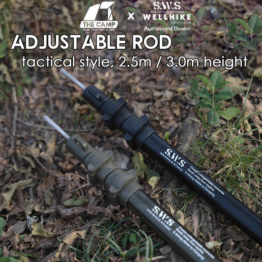 Wellhike SWS 2.5m / 3.0m Adjustable Pole Rod Quick Adjust for Flysheet Tarp Tent Camping Hiking Awning Tactical Style