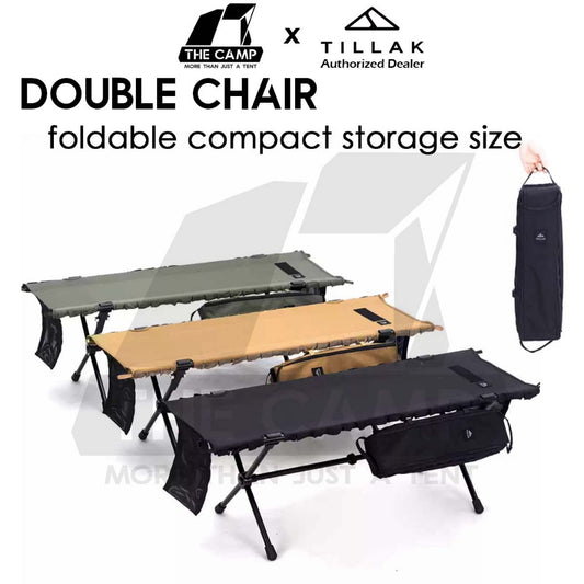 Tillak Double Chair Foldable Compact Size 1000D Cordura Folding Outdoor Camping Aluminium Kerusi Healing